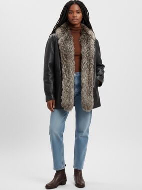 Black Leather & Genuine Fur Jacket size M/L
Great Condition